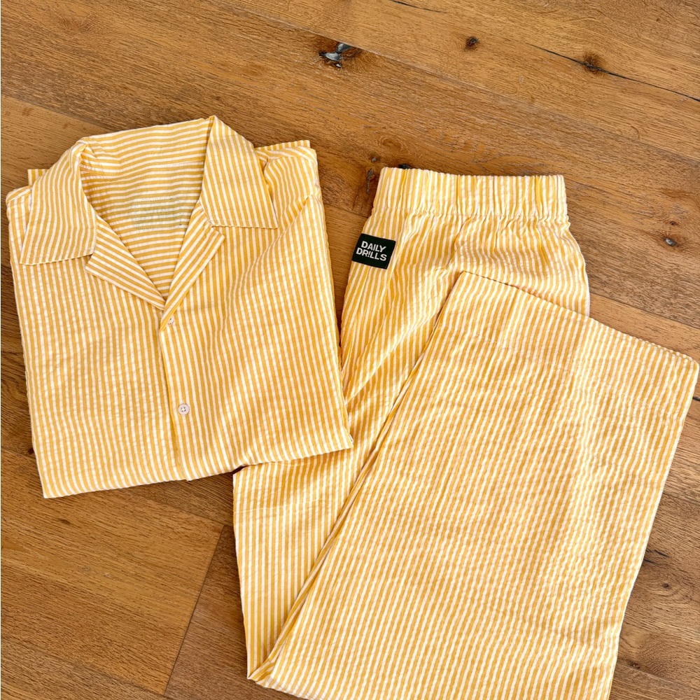 Daily Drills Yellow Striped Pajama Set - Picture 3 of 13